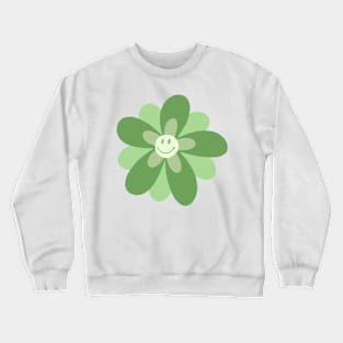 Bright and Cheerful Flower Smiley Face -  spring green Crewneck Sweatshirt